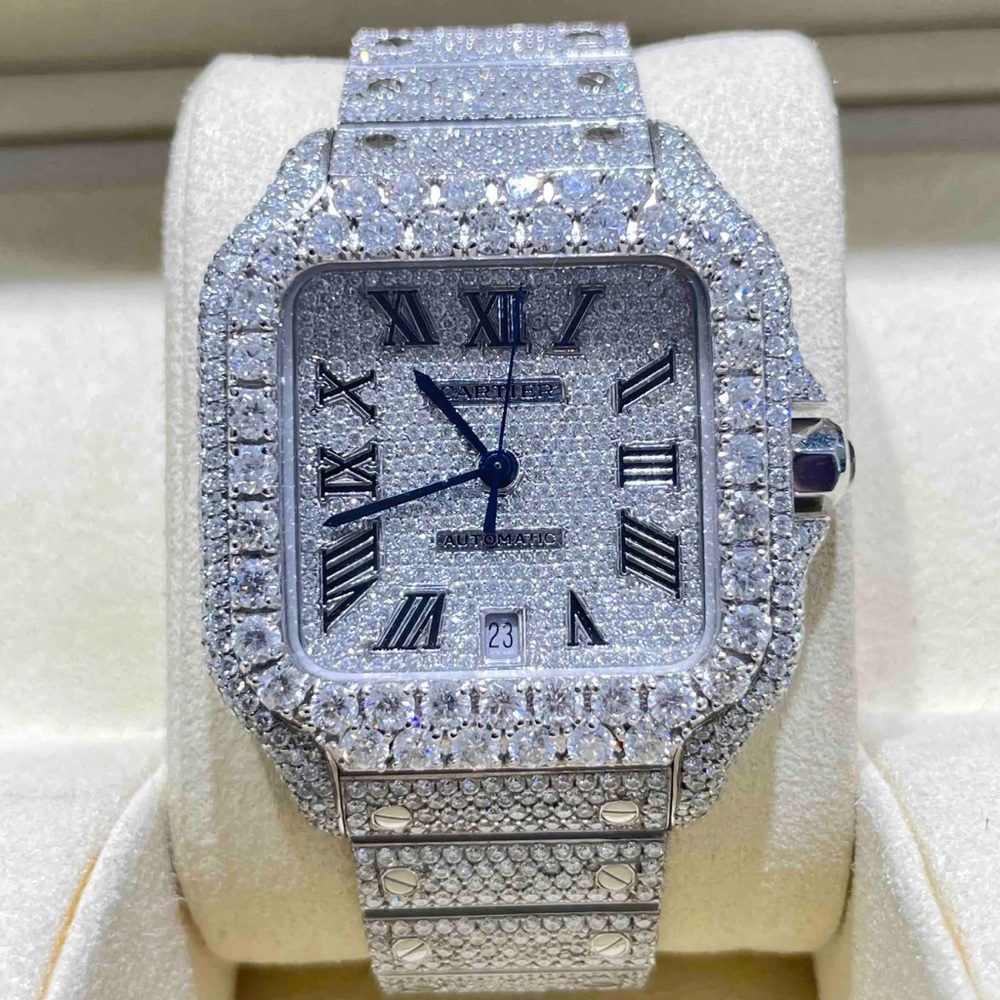 Cartier Silver Diamond Men's Watch